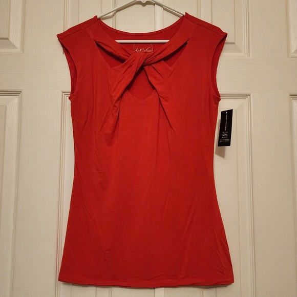 INC International Concepts Tops - INC International Concepts Loving Red Twist Neck Keyhole Sleeveless Top Sz L NWT